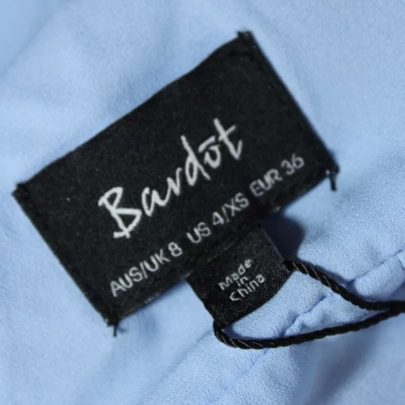 NWT Bardot x Revolve Blue Floral Cold Shoulder Ruffle Hi Low Midi Dress XS - Picture 15 of 16